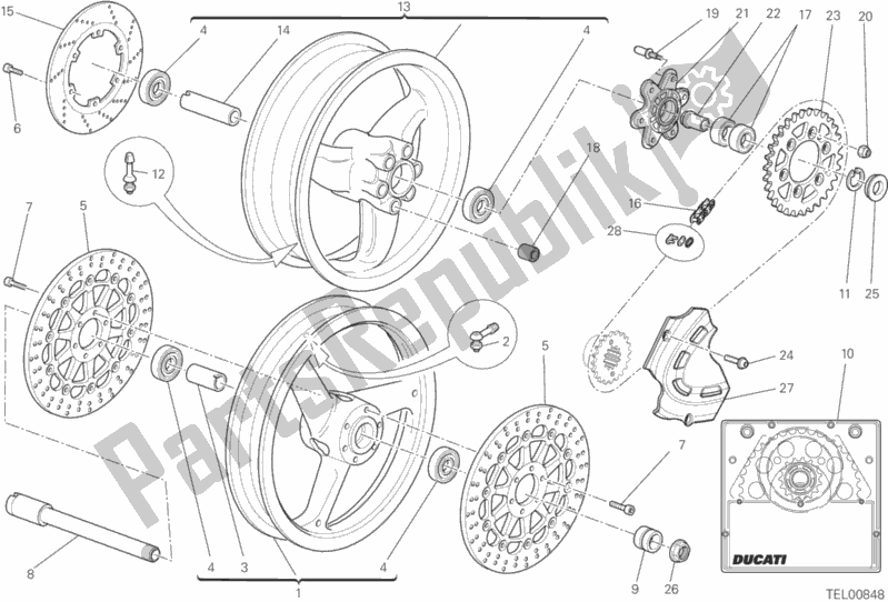 All parts for the Wheels of the Ducati Monster 795 Thailand 2012